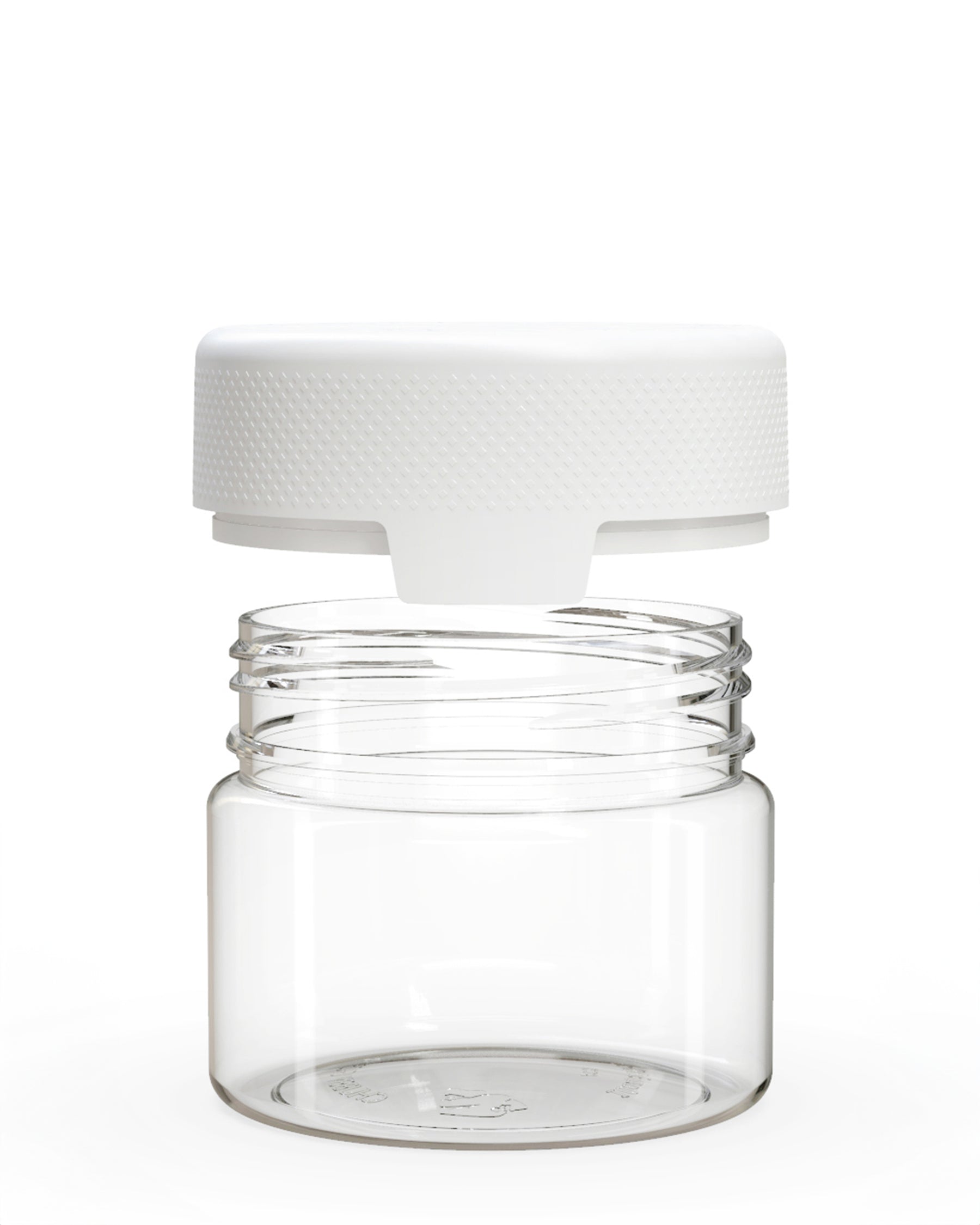 10oz Chubby Gorilla Clear Child Resistant Plastic Aviator Container w/ White Cap 80/Box