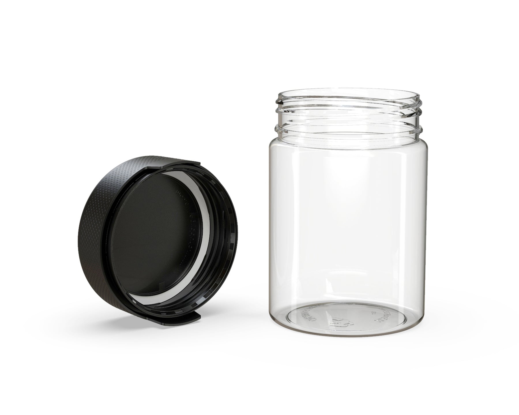 21.5oz Chubby Gorilla Clear Child Resistant Opaque Plastic Aviator XL Container w/ Black Cap 60/Box