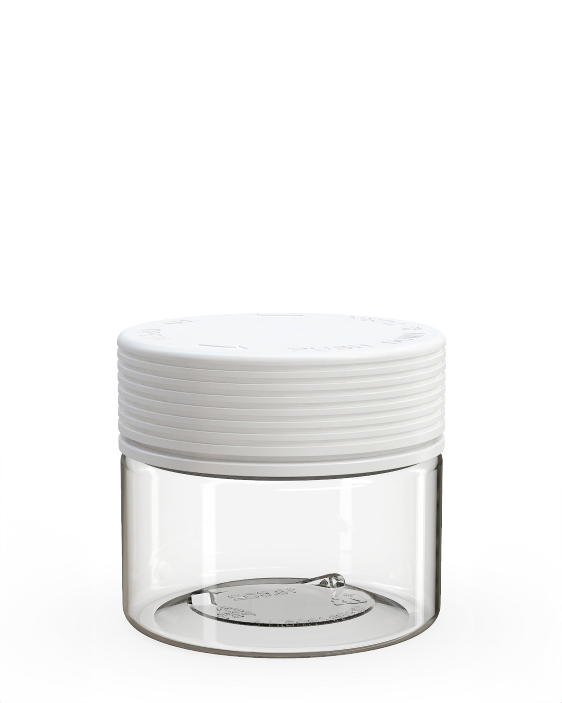 10oz Chubby Gorilla Clear Plastic Child Resistant Plastic Spiral XL Jars w/ White Cap 80/Box
