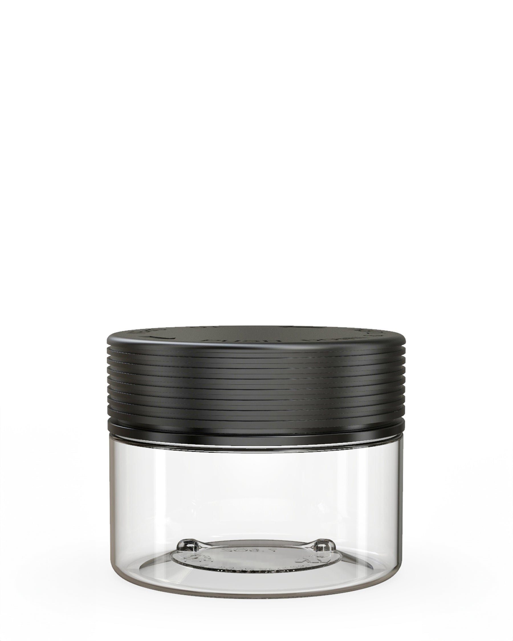 7.5oz Chubby Gorilla Clear Child Resistant Plastic Spiral XL Jar w/ Black Cap 100/Box