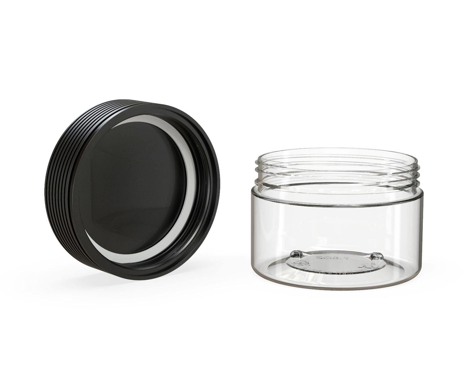 7.5oz Chubby Gorilla Clear Child Resistant Plastic Spiral XL Jar w/ Black Cap 100/Box