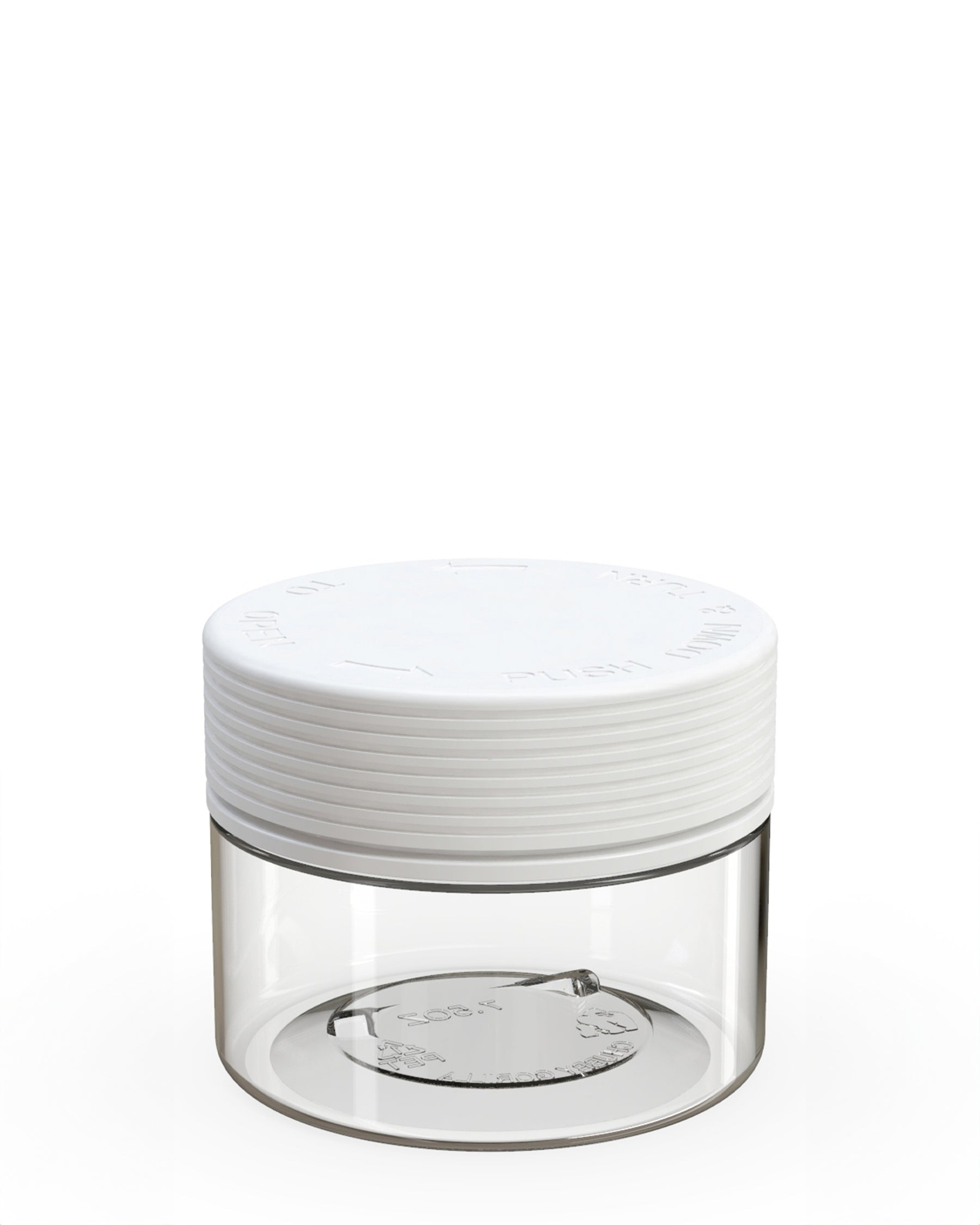 7.5oz Chubby Gorilla Clear Child Resistant Plastic Spiral XL Jar w/ White Cap 100/Box