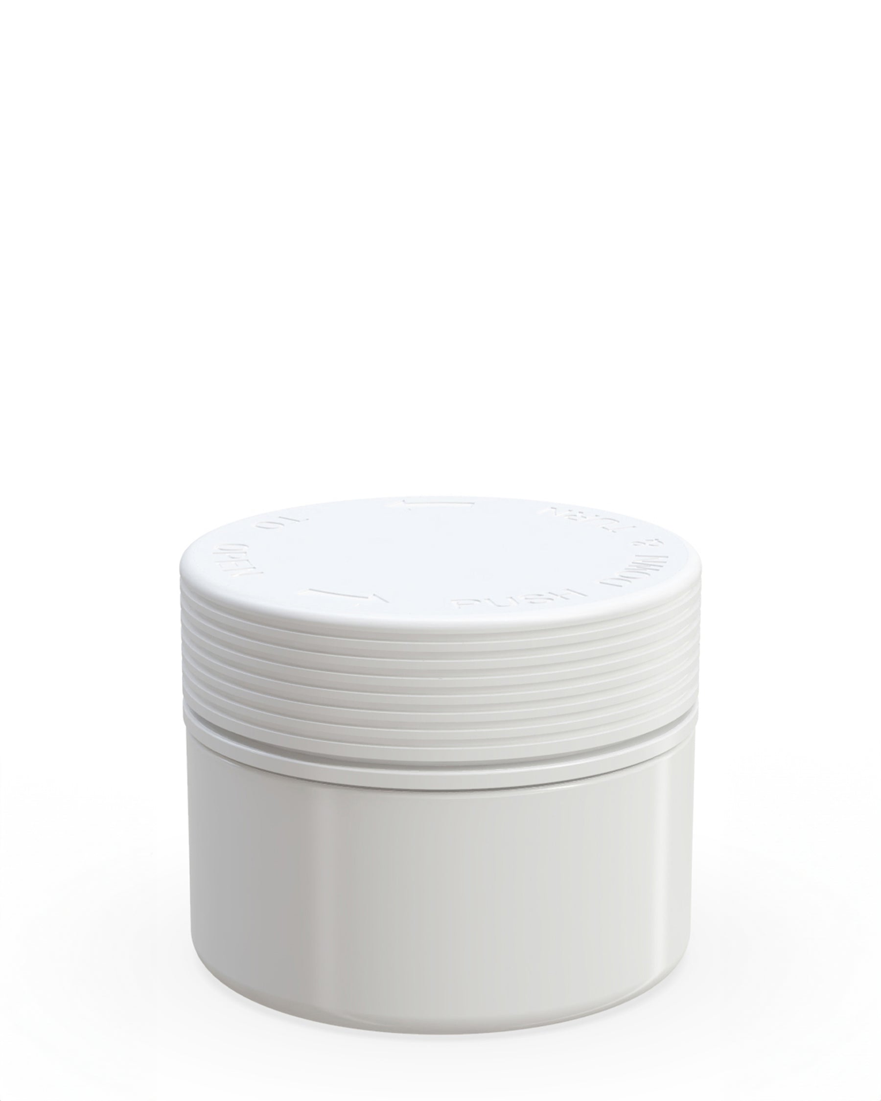 7.5oz Chubby Gorilla White Child Resistant Opaque Plastic Spiral XL Jar w/ White Cap 100/Box