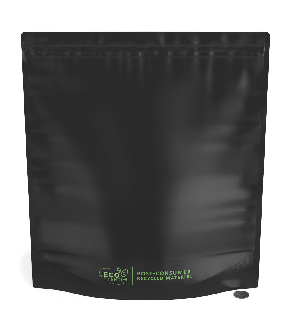 Matte-Black 14.6" x 16.4" Mylar Tamper Evident No Tear Notch PCR Bags (448 grams) 100/Box