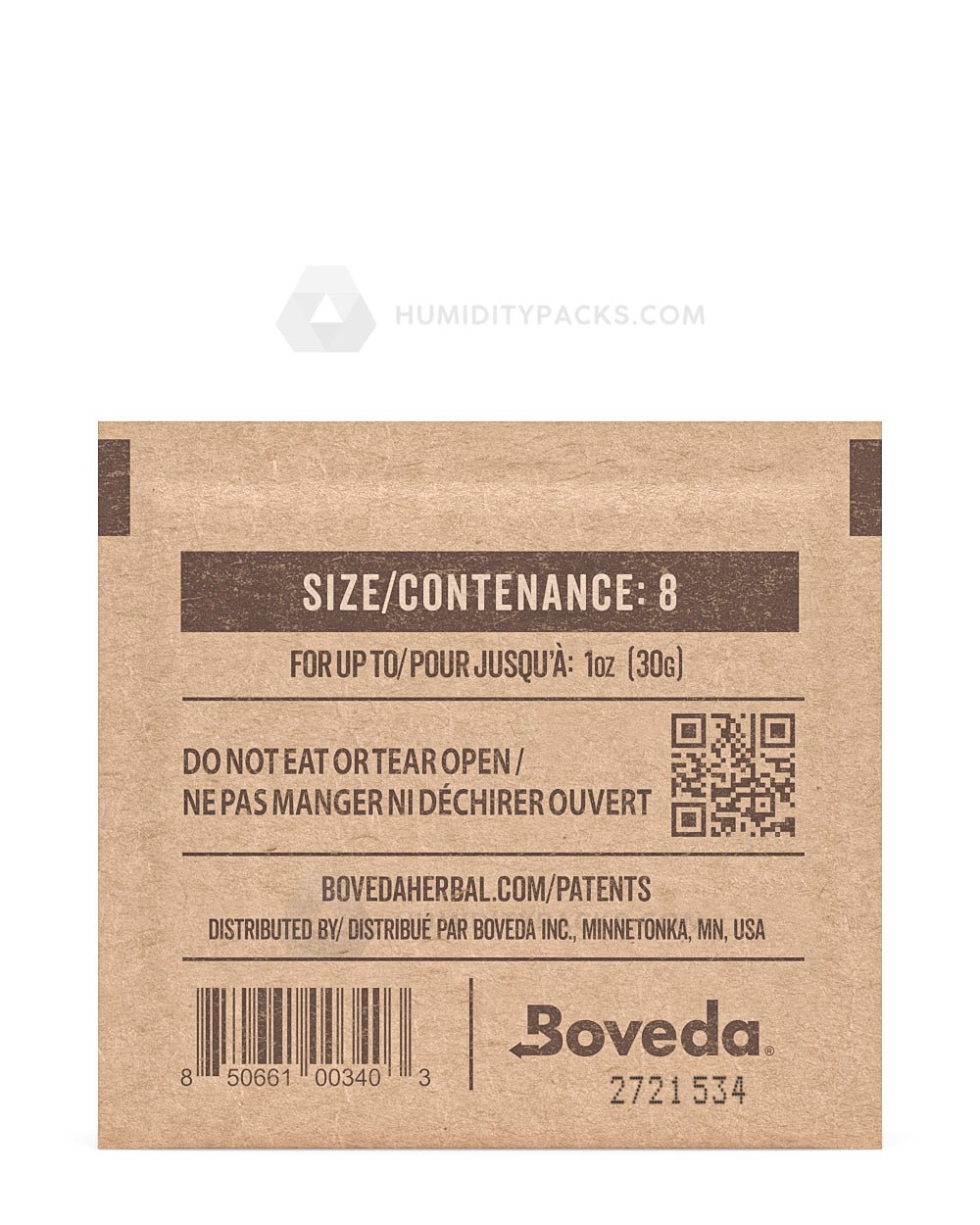 Boveda Humidity Packs 62% (8 Gram) 100-Box Humidity Packs - 3