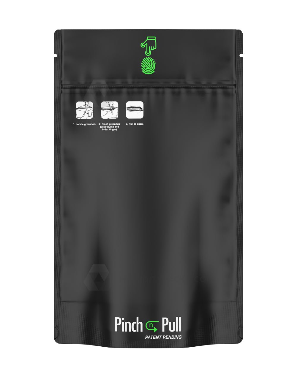 Matte-Black 6" x 9.8" Pinch N Pull Mylar Child Resistant & Tamper Evident Bags (28 Grams) 250/Box Humidity Packs - 1