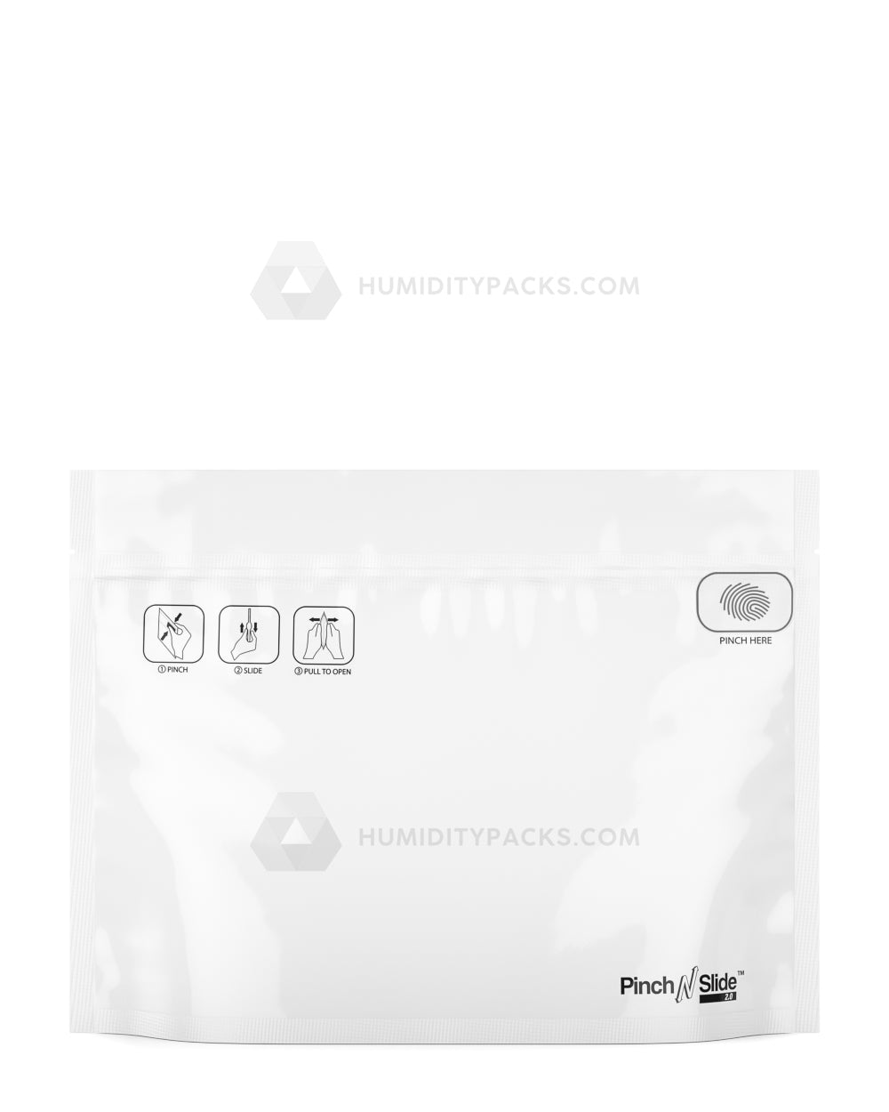 Matte-White 12" x 9" Pinch N Slide 2.0 Mylar Child Resistant & Tamper Evident Exit Bags (56 grams) 250/Box