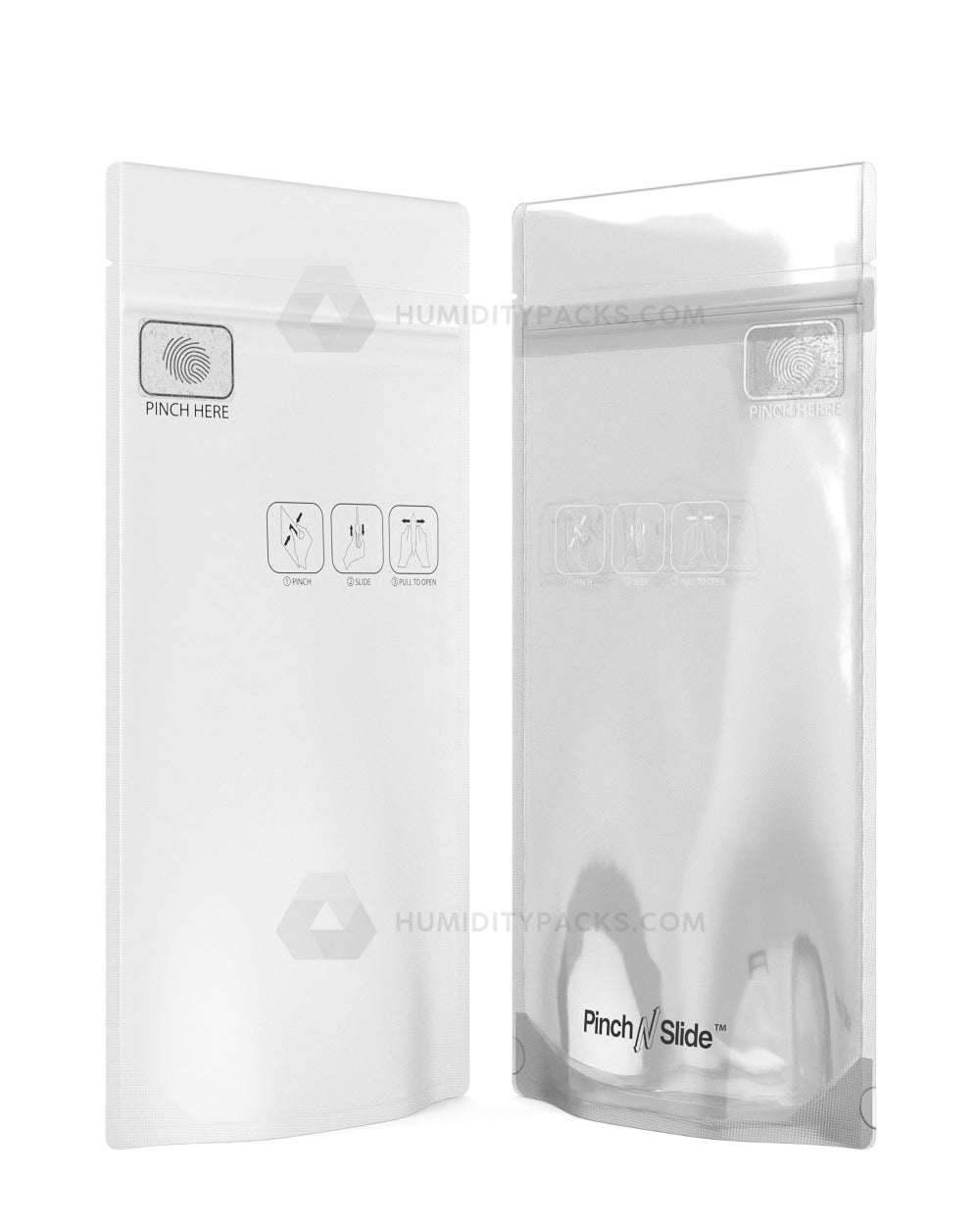 Matte-White 4" x 7.4" Pinch N Slide 3.0 Mylar Child Resistant & Tamper Evident Vista Bags (7 grams) 250/Box