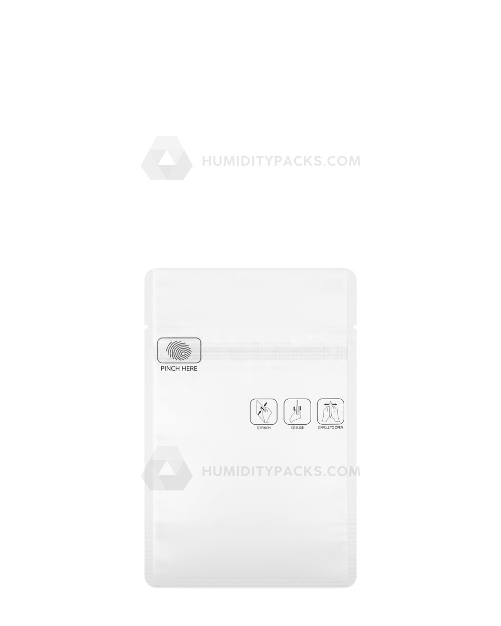 Matte-White 3.3" x 4.4" Pinch N Slide 3.0 Mylar Child Resistant & Tamper Evident Vista Bags (1 gram) 250/Box