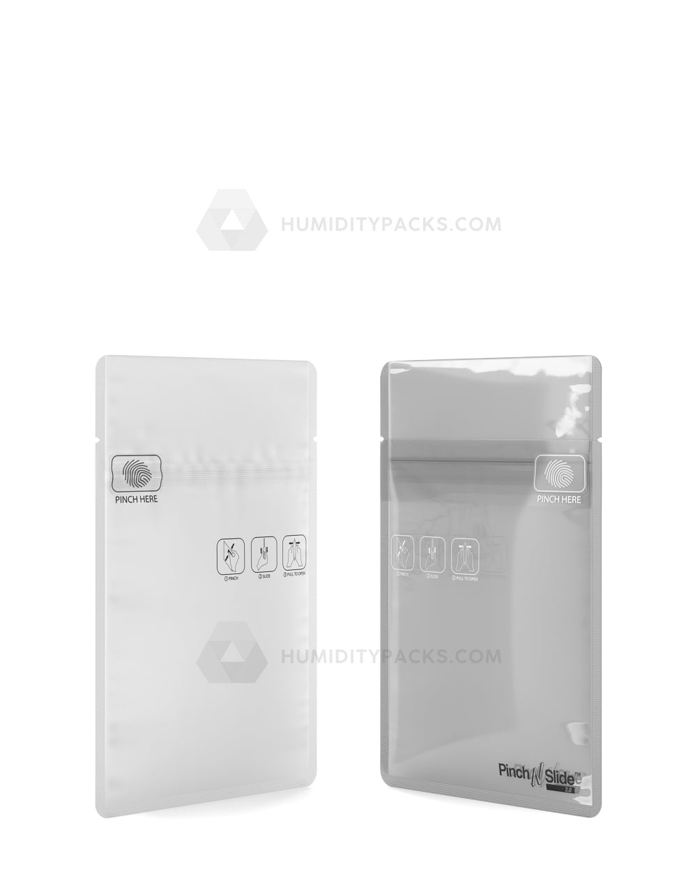 Matte-White 3.3" x 4.4" Pinch N Slide 3.0 Mylar Child Resistant & Tamper Evident Vista Bags (1 gram) 250/Box