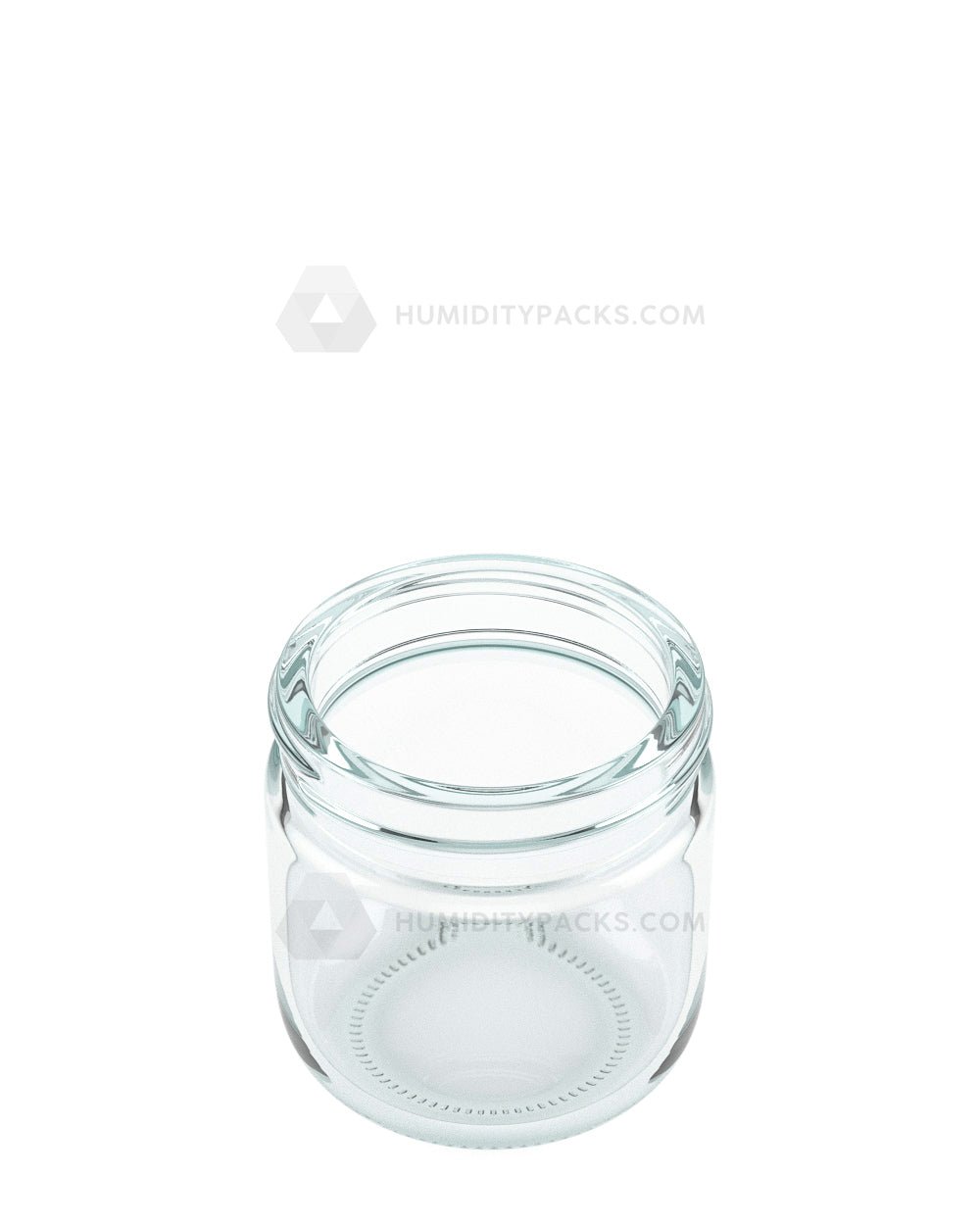 53mm Rounded Base Clear 2.5oz Glass Jar 32/Box Humidity Packs - 2
