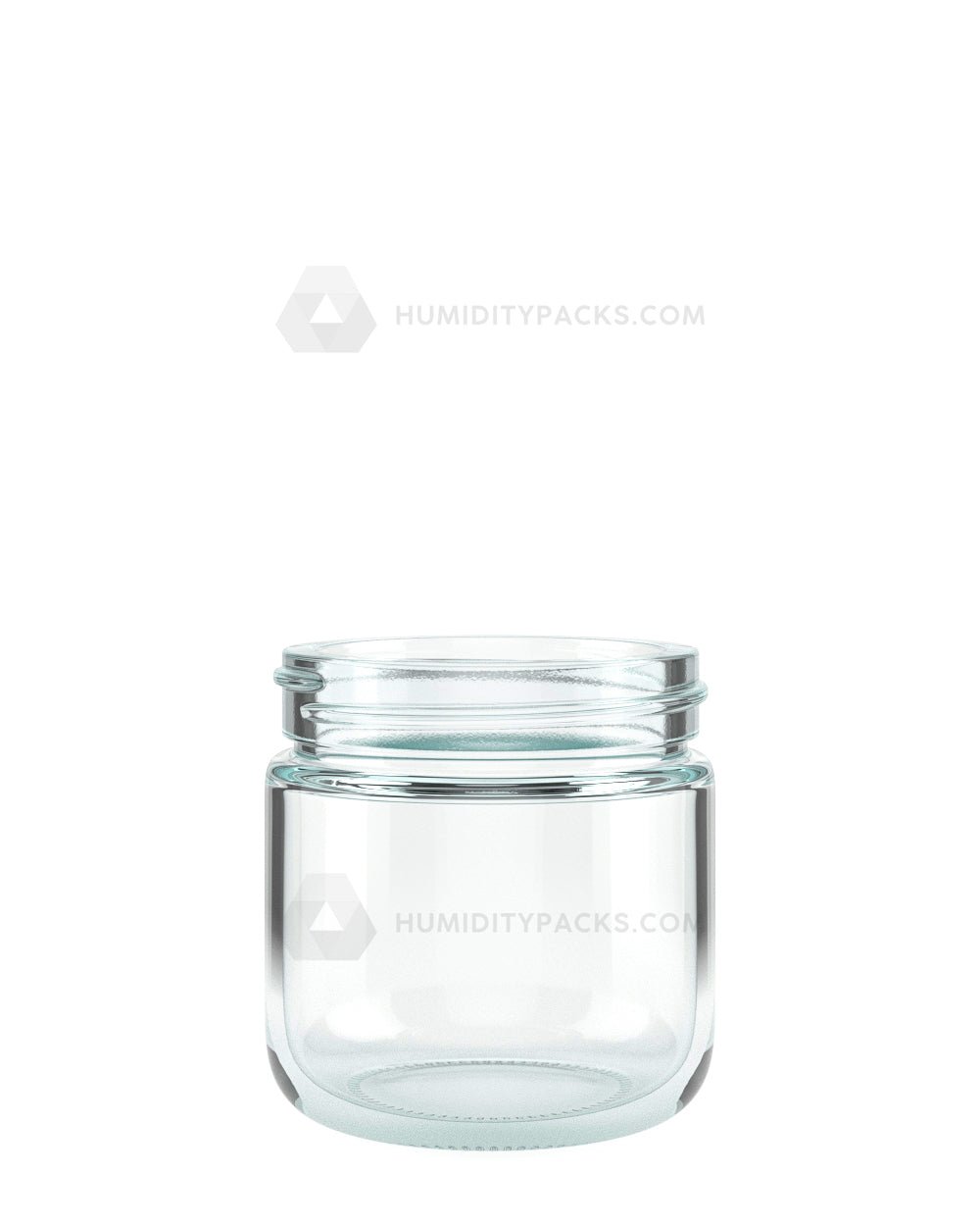 53mm Rounded Base Clear 2.5oz Glass Jar 32/Box Humidity Packs - 1