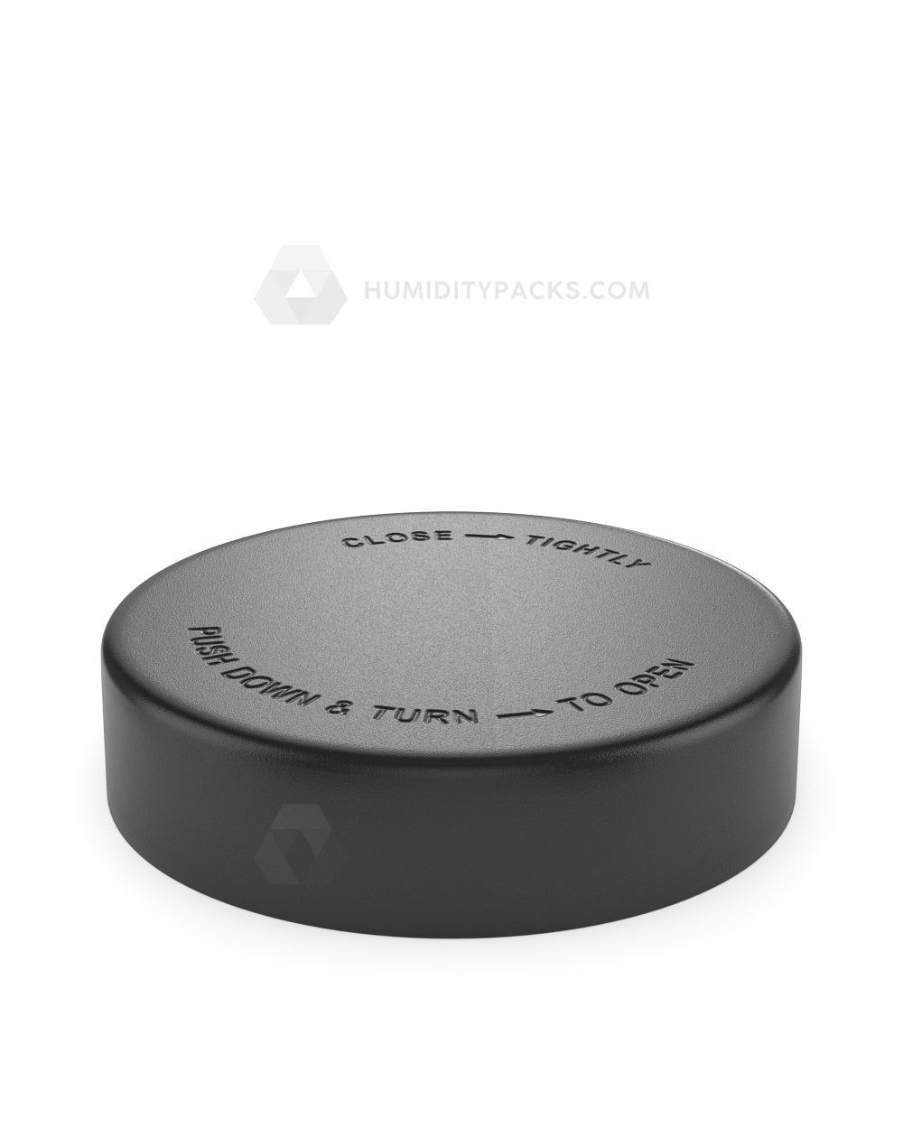 78mm Push and Turn Child Resistant Plastic Caps With Foam Liner - Semi Gloss Black - 48/Box