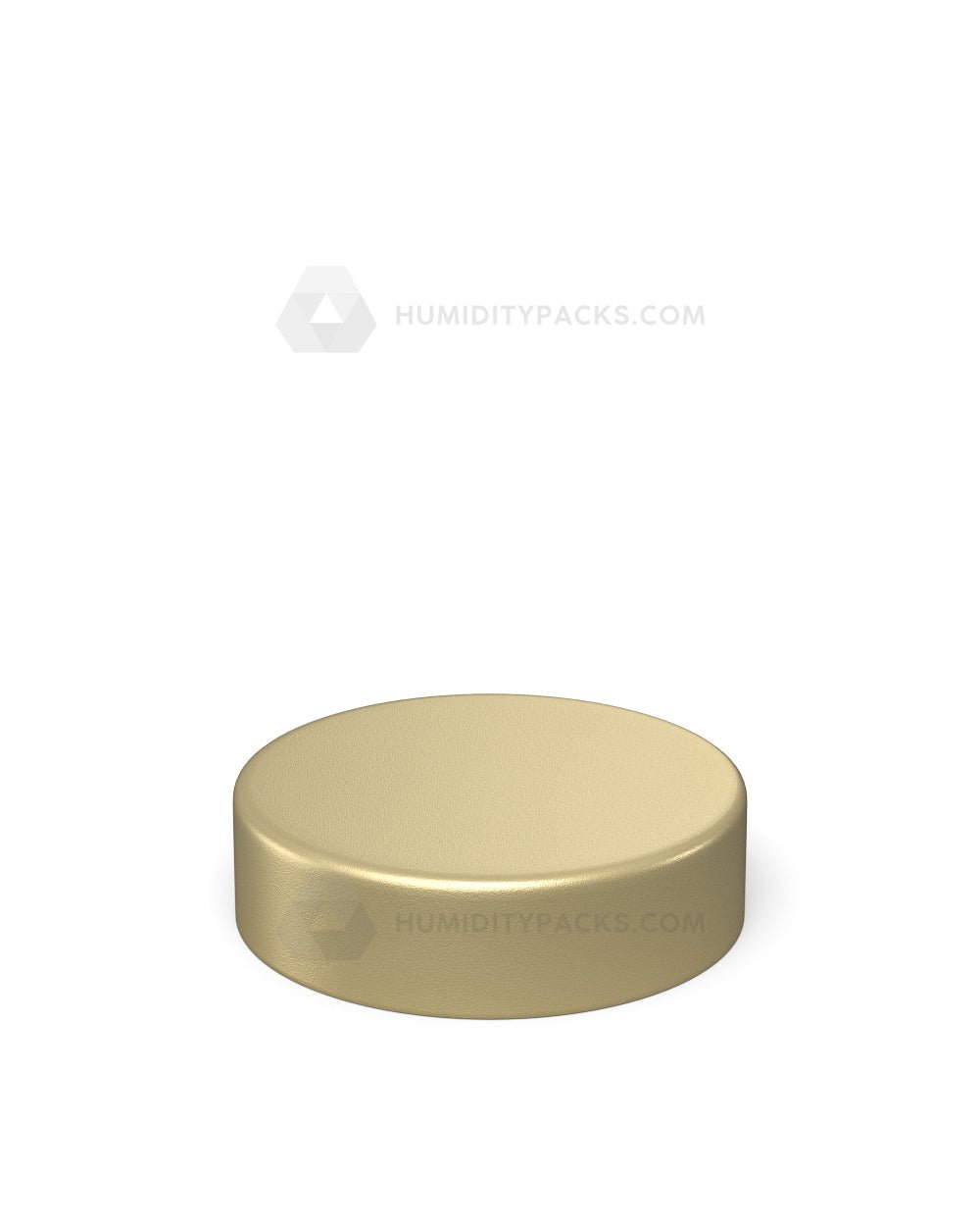 50mm Push and Turn Smooth Child Resistant Plastic Caps With Foam Liner - Matte Gold - 100/Box Humidity Packs - 3