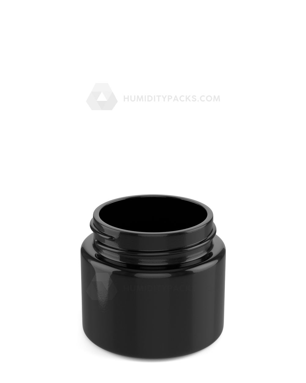 50mm Straight Sided Glossy Black 2oz Glass Jar 200/Box