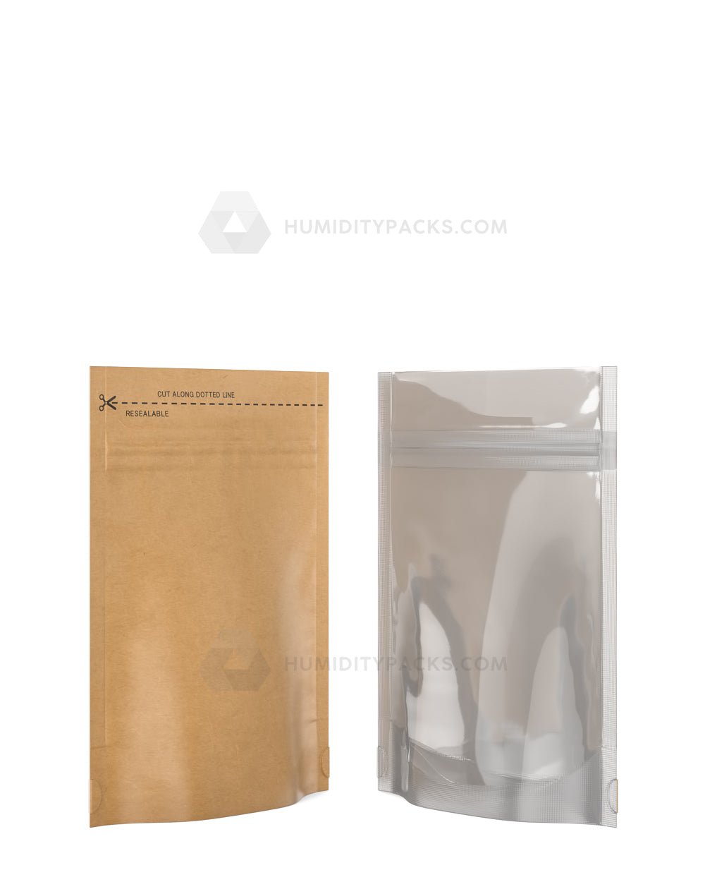 Matte-Kraft Paper 3.62" x 5" Vista Mylar Tamper Evident Tear Notch Bags (3.5 grams) 1000/Box Humidity Packs - 2