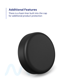 Child Resistant | Round Push Down & Turn Plastic PCR Caps w/ Foam Liner | 53mm - Matte Black - 100 Count - 2