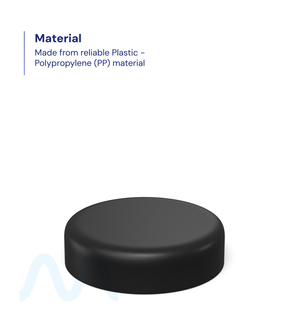 Child Resistant | Round Push Down & Turn Plastic PCR Caps w/ Foam Liner | 53mm - Matte Black - 100 Count - 1
