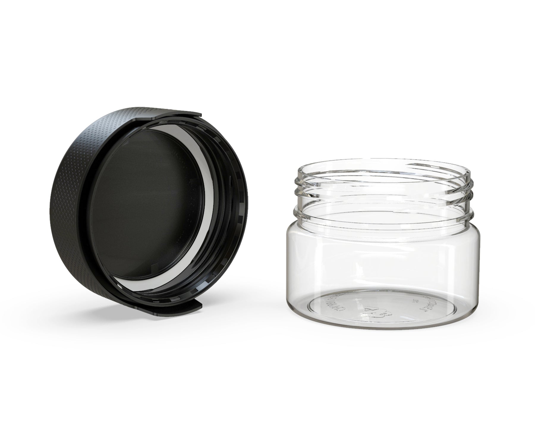 7.5oz Chubby Gorilla Clear Child Resistant Plastic Aviator XL Container w/ Black Cap 100/Box