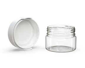 7.5oz Chubby Gorilla Clear Child Resistant Plastic Aviator XL Container w/ White Cap 100/Box