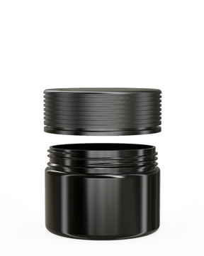 10oz Chubby Gorilla Black Plastic Child Resistant Opaque Plastic Spiral XL Jars w/ Black Cap 80/Box