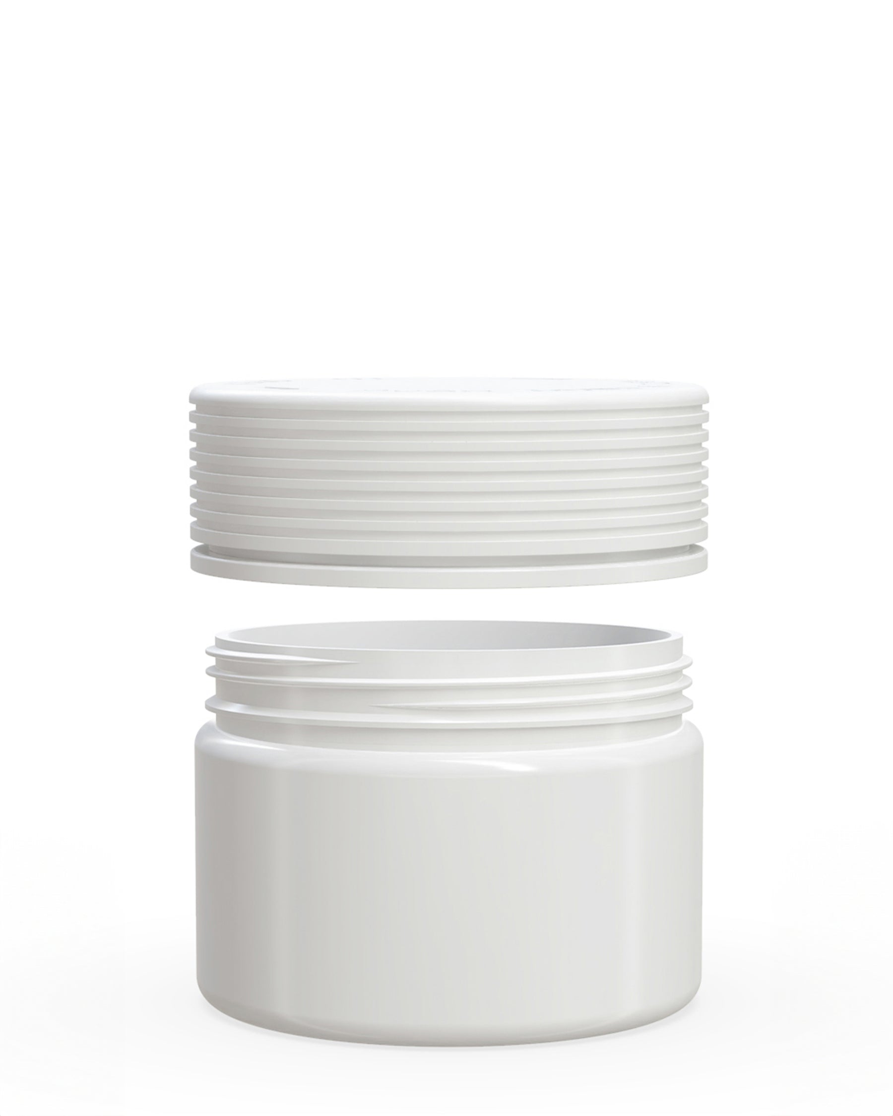 10oz Chubby Gorilla White Plastic Child Resistant Opaque Plastic Spiral XL Jars w/ White Cap 80/Box