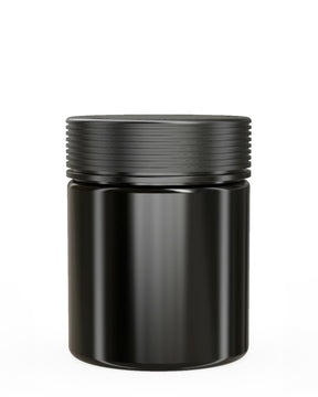 18.5oz Chubby Gorilla Black Plastic Child Resistant Plastic Spiral XL Jars w/ Black Cap 60/Box