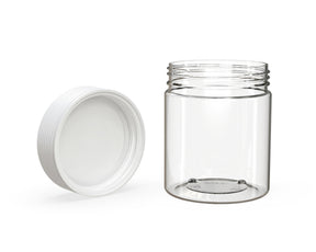 18.5oz Chubby Gorilla Clear Plastic Child Resistant Plastic Spiral XL Jars w/ White Cap 60/Box