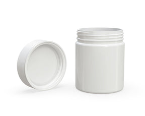 18.5oz Chubby Gorilla White Plastic Child Resistant Plastic Spiral XL Jars w/ White Cap 60/Box