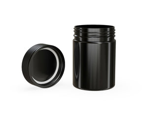 21.5oz Chubby Gorilla Black Plastic Child Resistant Plastic Spiral XL Jars w/ Black Cap 40/Box