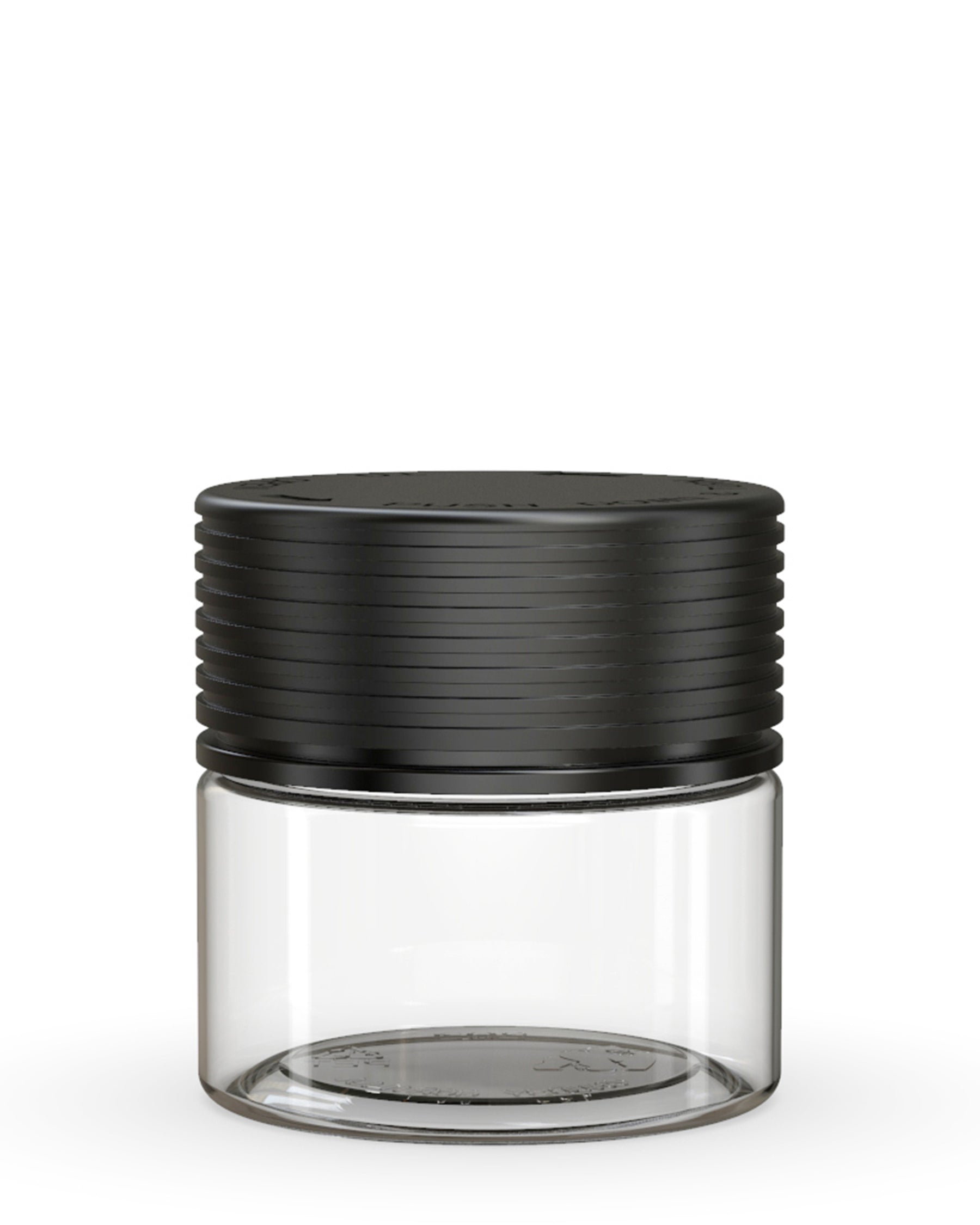 2oz Chubby Gorilla Clear Child Resistant Plastic Spiral Jar w/ Black Cap 400/Box