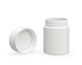 4oz Chubby Gorilla White Child Resistant Opaque Plastic Spiral Jar w/ White Cap 400/Box