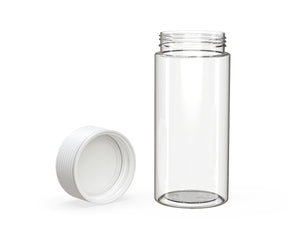 8oz Chubby Gorilla Clear Child Resistant Plastic Spiral Jar w/ White Cap 300/Box