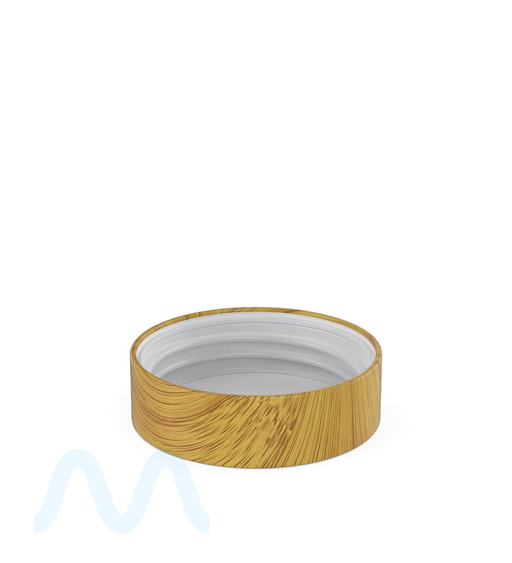 Child Resistant | Flat Push Down & Turn Plastic Caps w/ Foam Liner | 53mm - Bamboo Wood - 120 Count - 2