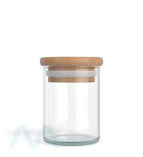 Straight Sided Clear Glass Jars w/ Wooden Lids