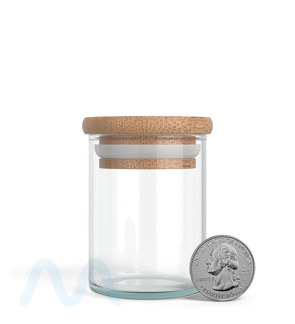 Straight Sided Clear Glass Jars w/ Wooden Lids