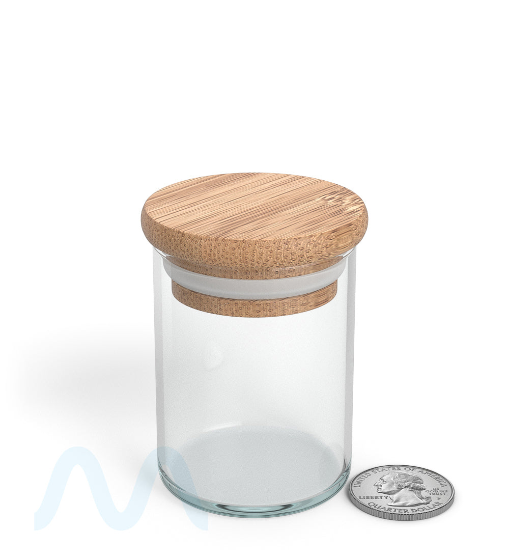 Straight Sided Clear Glass Jars w/ Wooden Lids