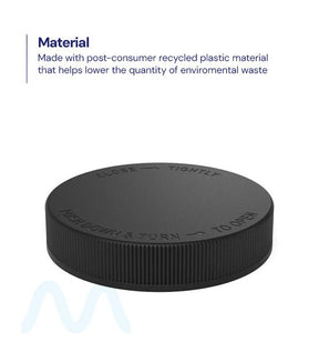Child Resistant | Ribbed Push Down & Turn Plastic Caps | 89mm - Semi Gloss Black - 205 Count - 2