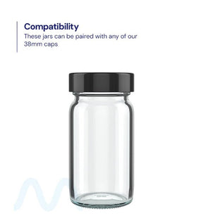Wide Mouth Straight Sided Clear Glass Jars for Pre - Rolls | 38mm - 2oz - 160 Count - 4