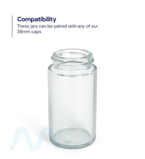 Wide Mouth Straight Sided Clear Glass Jars for Pre - Rolls | 38mm - 2oz - 180 Count - 4