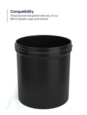 Wide Mouth Straight Sided Black Plastic Jars | 89mm - 16oz - 205 Count - 3