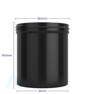 Wide Mouth Straight Sided Black Plastic Jars | 89mm - 16oz - 205 Count - 4