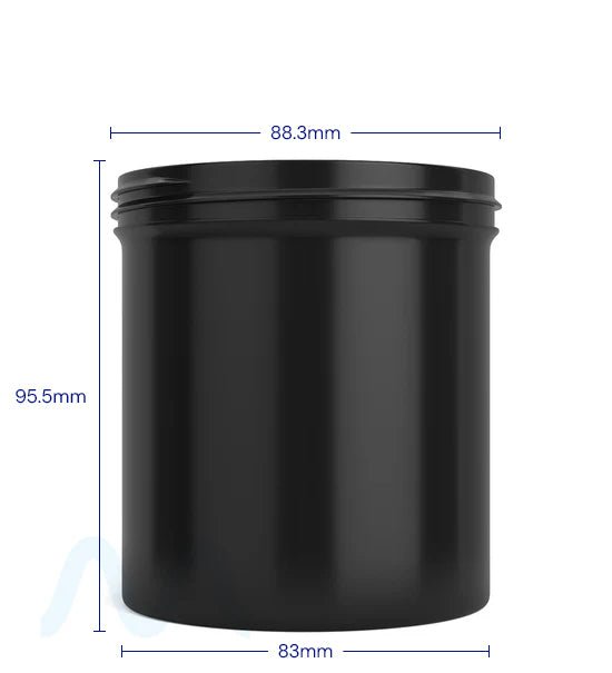 Wide Mouth Straight Sided Black Plastic Jars | 89mm - 16oz - 205 Count - 4