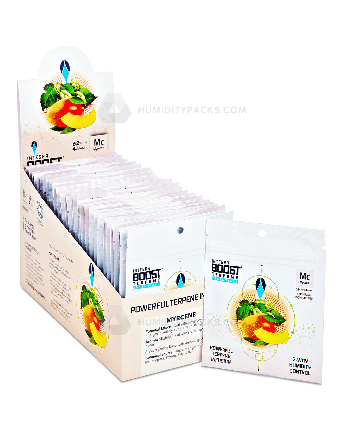 Integra Boost 4 Gram 2-Way Terpene Essentials Myrcene Humidity Packs (62%) 48-Box Humidity Packs - 1
