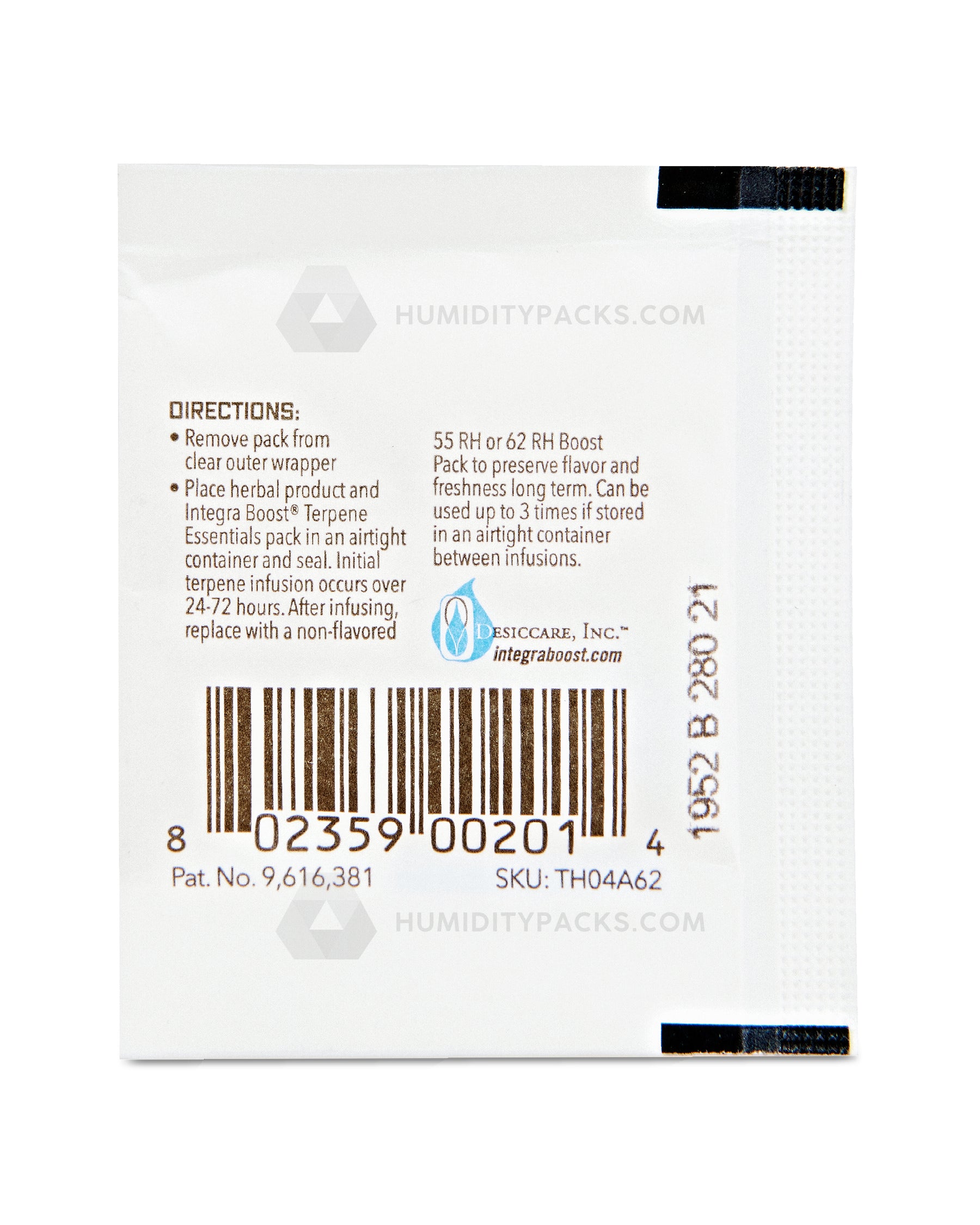 Integra Boost 4 Gram 2-Way Terpene Essentials Humulene Humidity Packs (62%) 48-Box Humidity Packs - 5