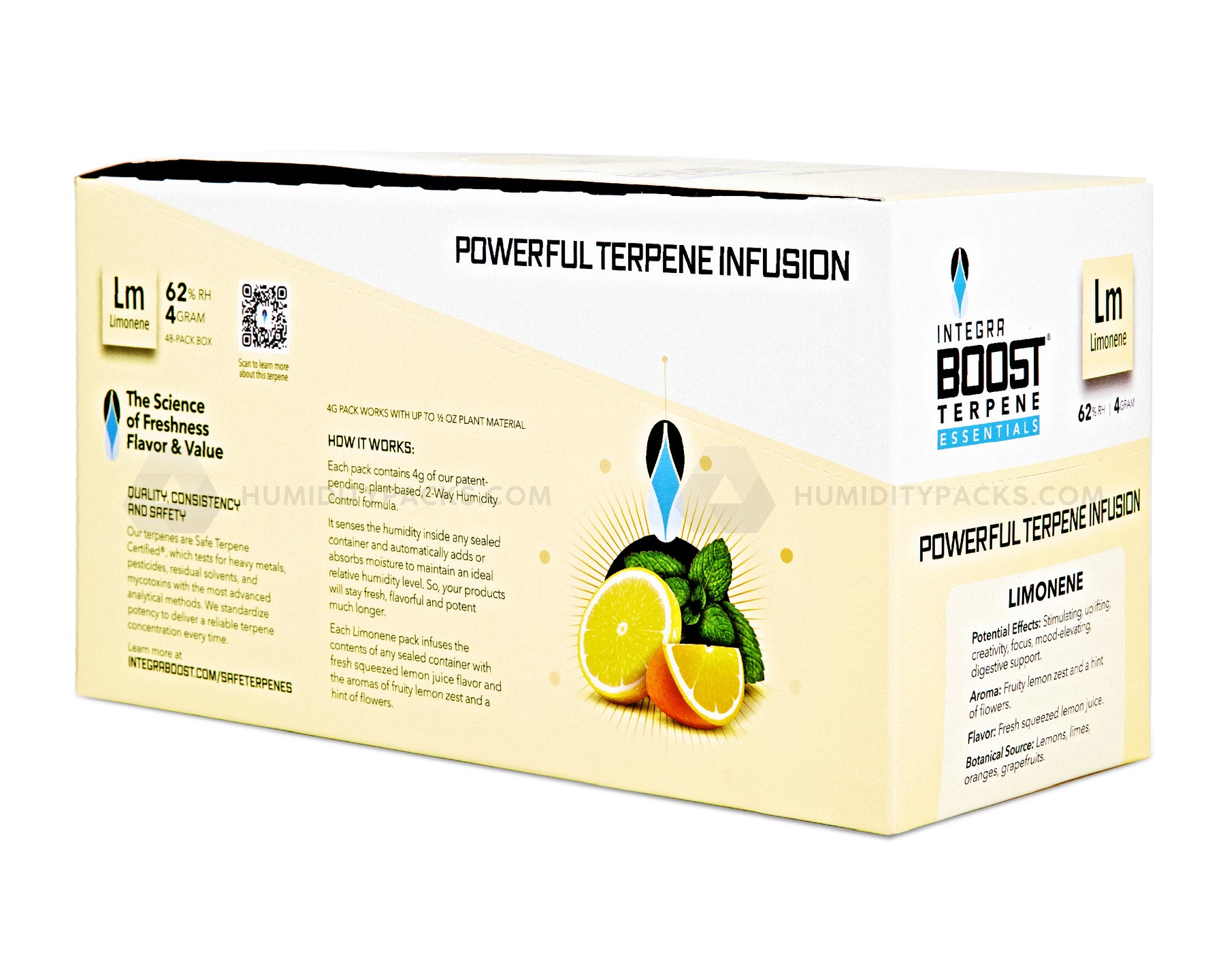 Integra Boost 4 Gram 2-Way Terpene Essentials Limonene Humidity Packs (62%) 48-Box Humidity Packs - 7