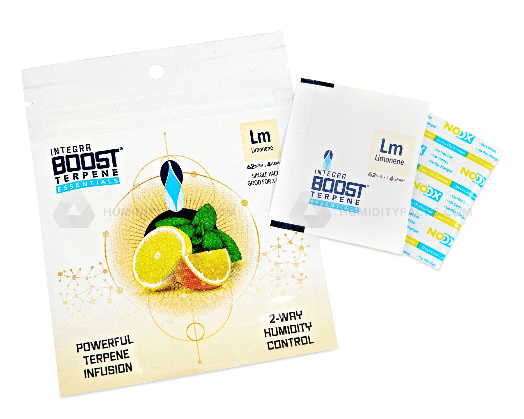 Integra Boost 4 Gram 2-Way Terpene Essentials Limonene Humidity Packs (62%) 48-Box Humidity Packs - 6