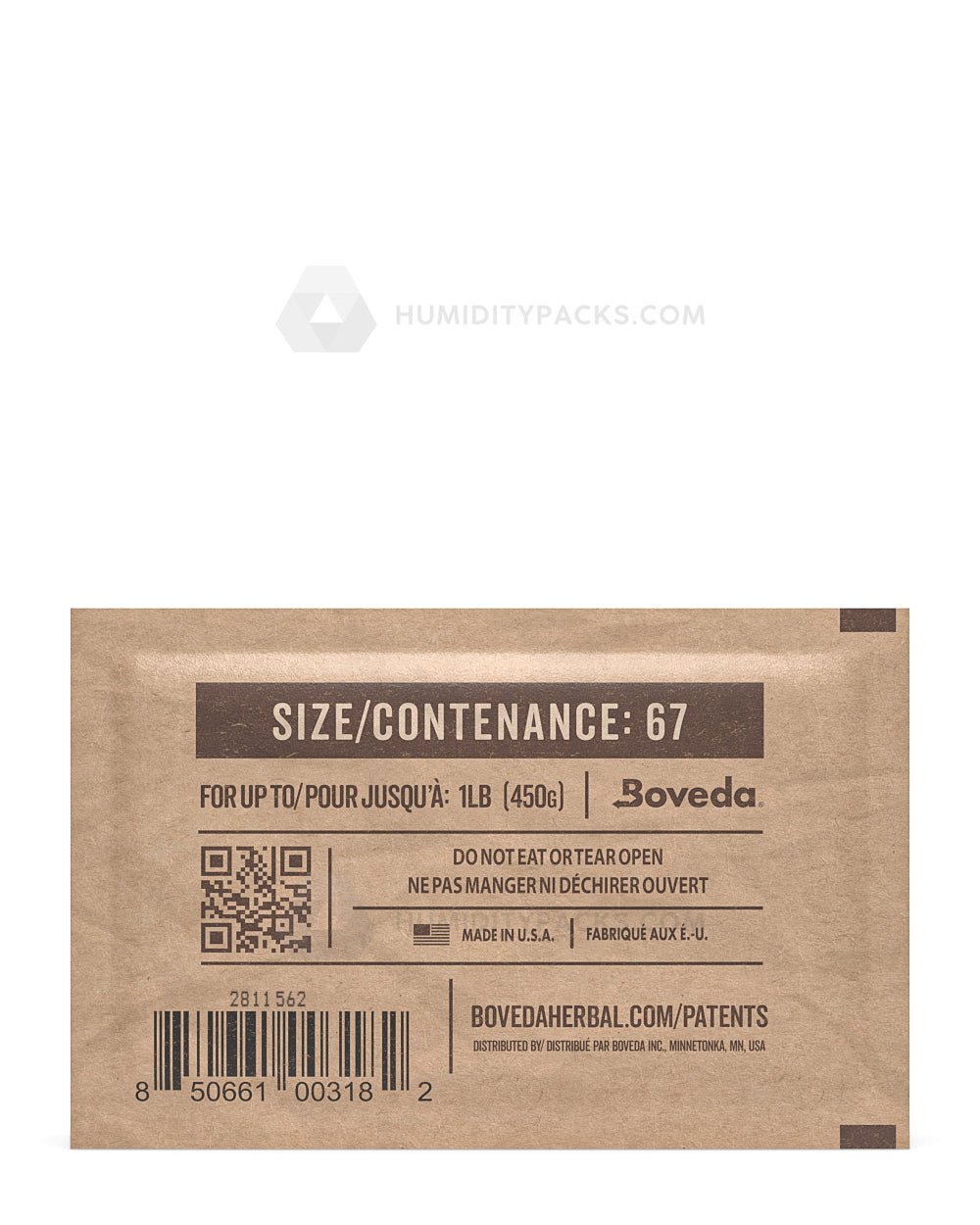 Boveda Humidity Control Packs 67 Grams - 62% - 100 Count