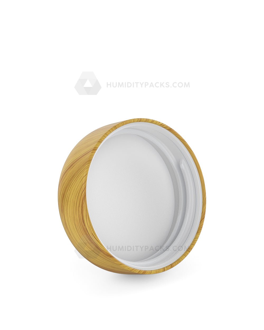 53mm Push and Turn Dome Child Resistant Plastic Caps With Foam Liner - Bamboo Wood - 120/Box Humidity Packs - 2
