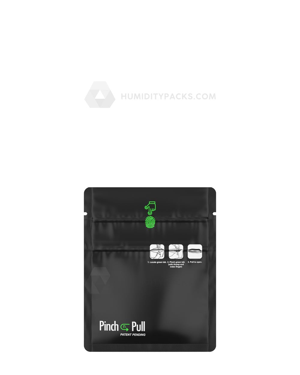 Matte-Black 3.6" x 4.5" Pinch N Pull Mylar Child Resistant & Tamper Evident Bags (1 Gram) 250/Box Humidity Packs - 2